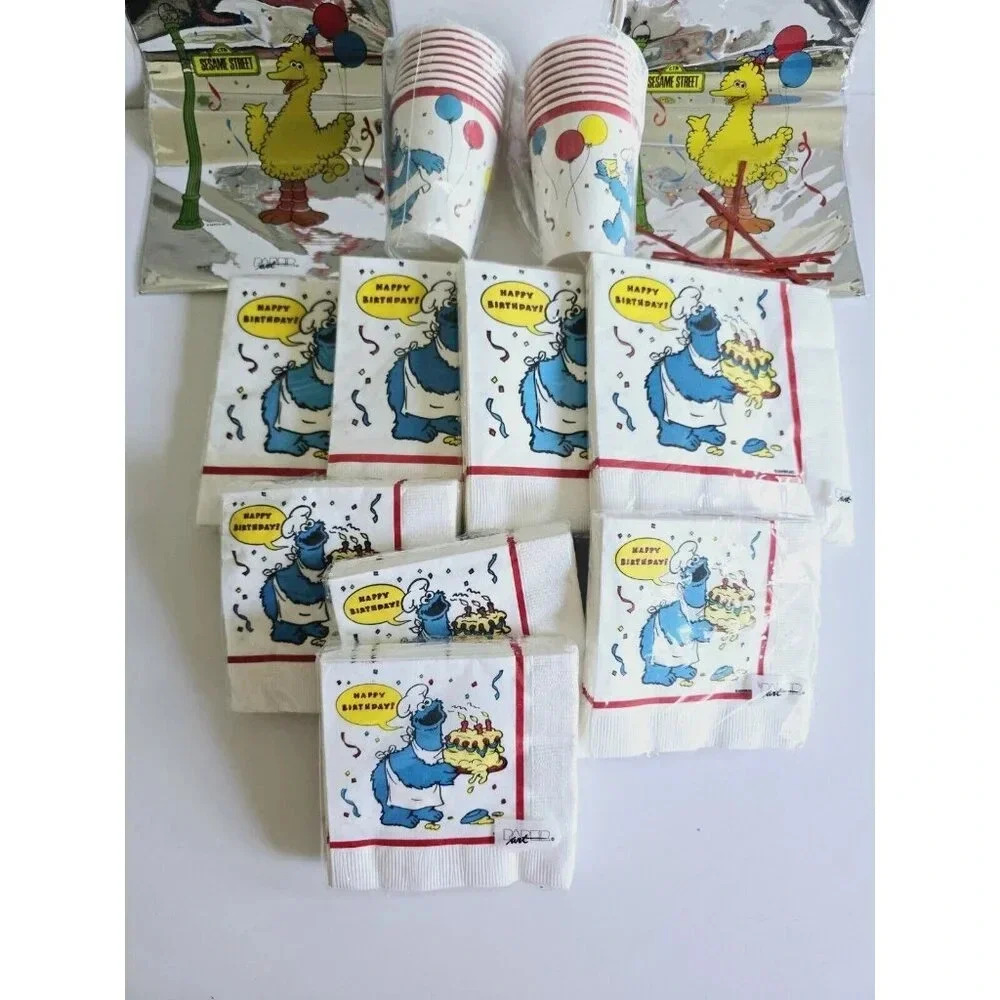 Sesame Street Big Bird Cookie Monster Vintage Birthday Party Supplies Lot Of 12 - Picture 2 of 9